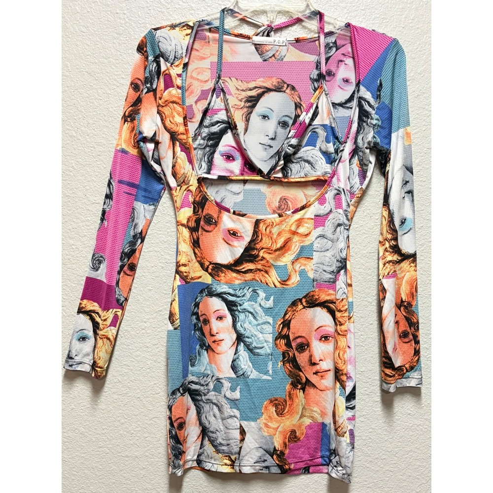 Philosophy of Pack POP Venus Renaissance Pop Art Cutout Bodycon Mini Dress M